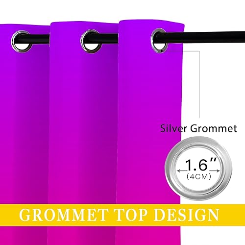 Miniatura 4 de Cortinas opacas degradadas para niñas y niños, decoración del hogar, abstracto, moderno, morado, rojo, azul, degradado, con ojales, aislamiento