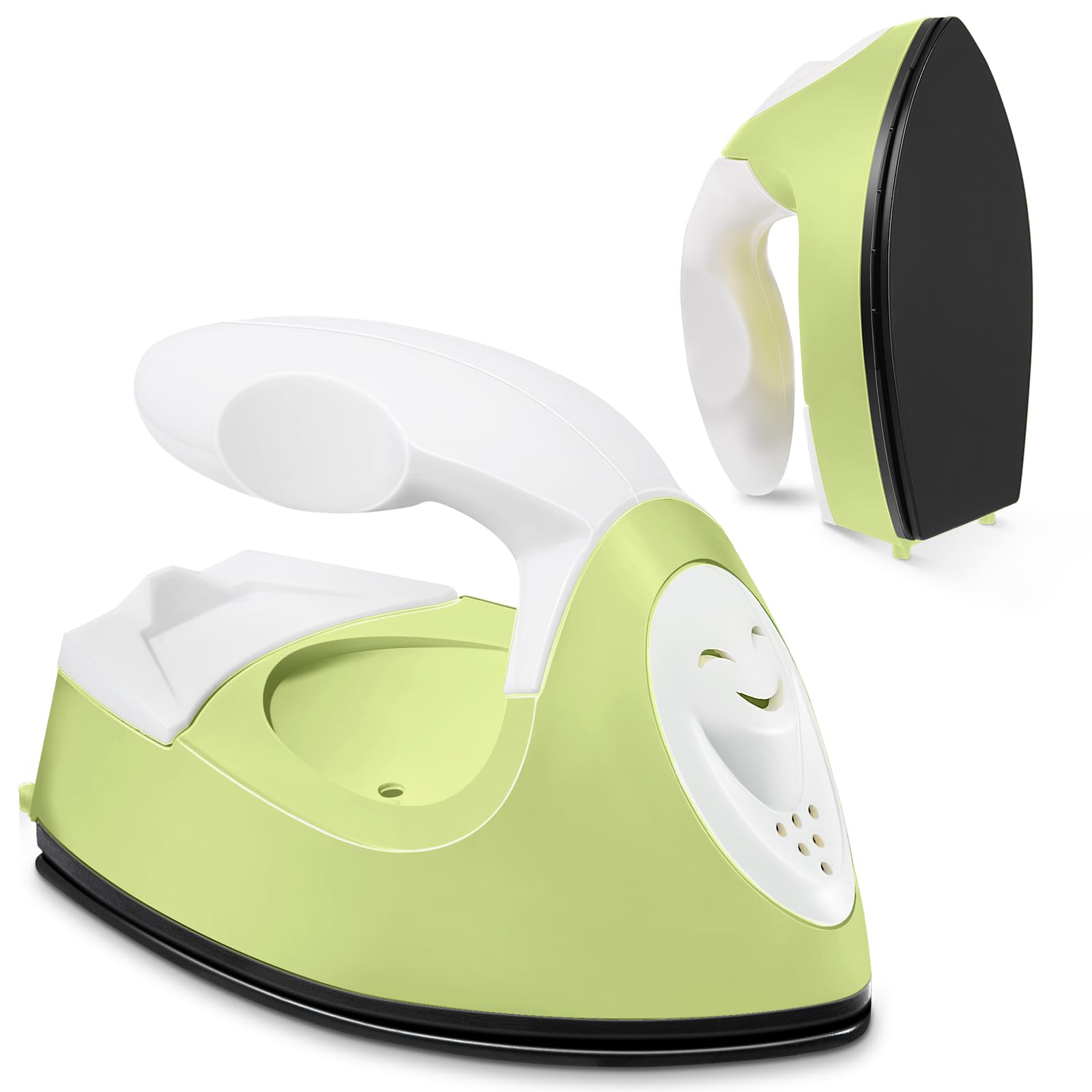 Mini Craft Heat Press - Portable Handy Iron With Charging Base for Beads, Patch, Clothes, DIY T-Shirts, Shoes, Heat Transfer Vinyl Projects (Fruit Green)