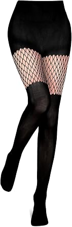 Jansun Faux Thigh High Fishnet Stockings, Women Fishnet Tights Patterned Pantyhose Mock Over the Knee Goth Tights