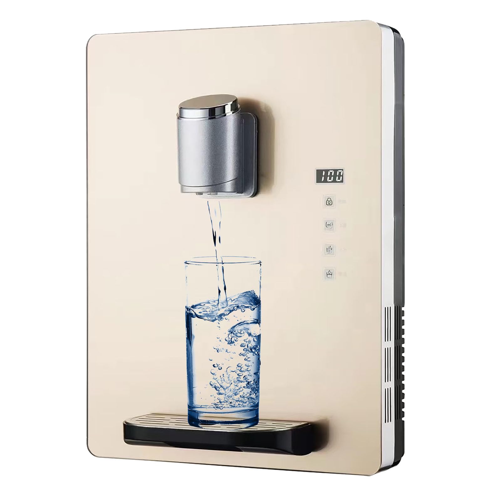 2200-W-Heißwasserspender Mit Elektronischer Kindersicherung, 30 L/h Heißwasser, Intelligentem Touchscreen, Wassereinlassdruck 0,1–0,4 MPa, Für Büro, Hotel, Kantinen,Metallic