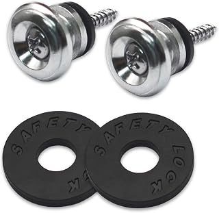 MAXCHEER 2PCS Mushroom Style Guitar Ukulele Bass Strap Lock Lock Metal Music Parts (Chrome)
