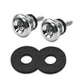 MAXCHEER 2PCS Mushroom Style Guitar Ukulele Bass Strap Lock Lock Metal Music Parts (Chrome)
