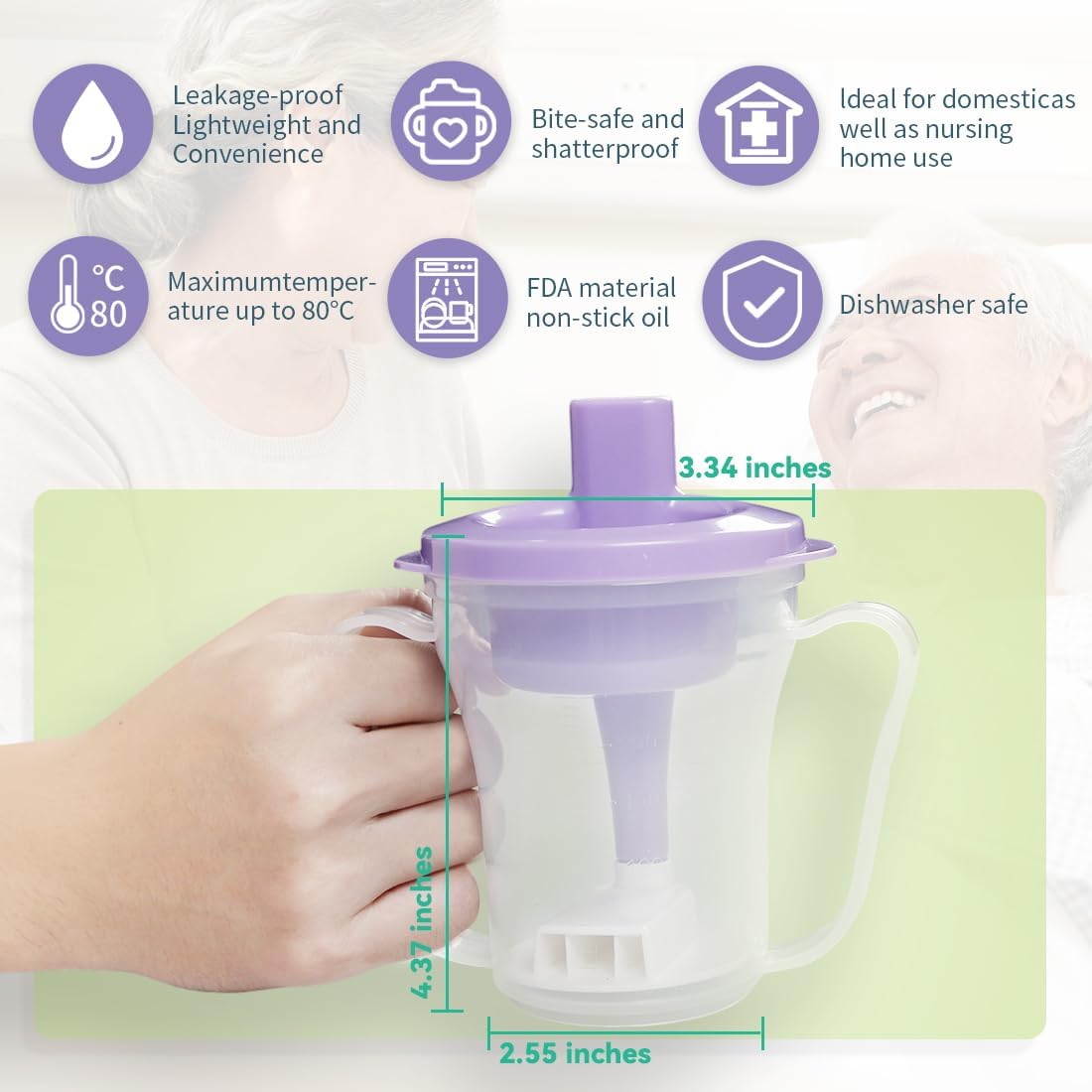 Dysphagia Regulating Drinking Cup,include 5cc,10cc and 15cc sip cup with cup holder and Carrying Chain,Flow Control Cup