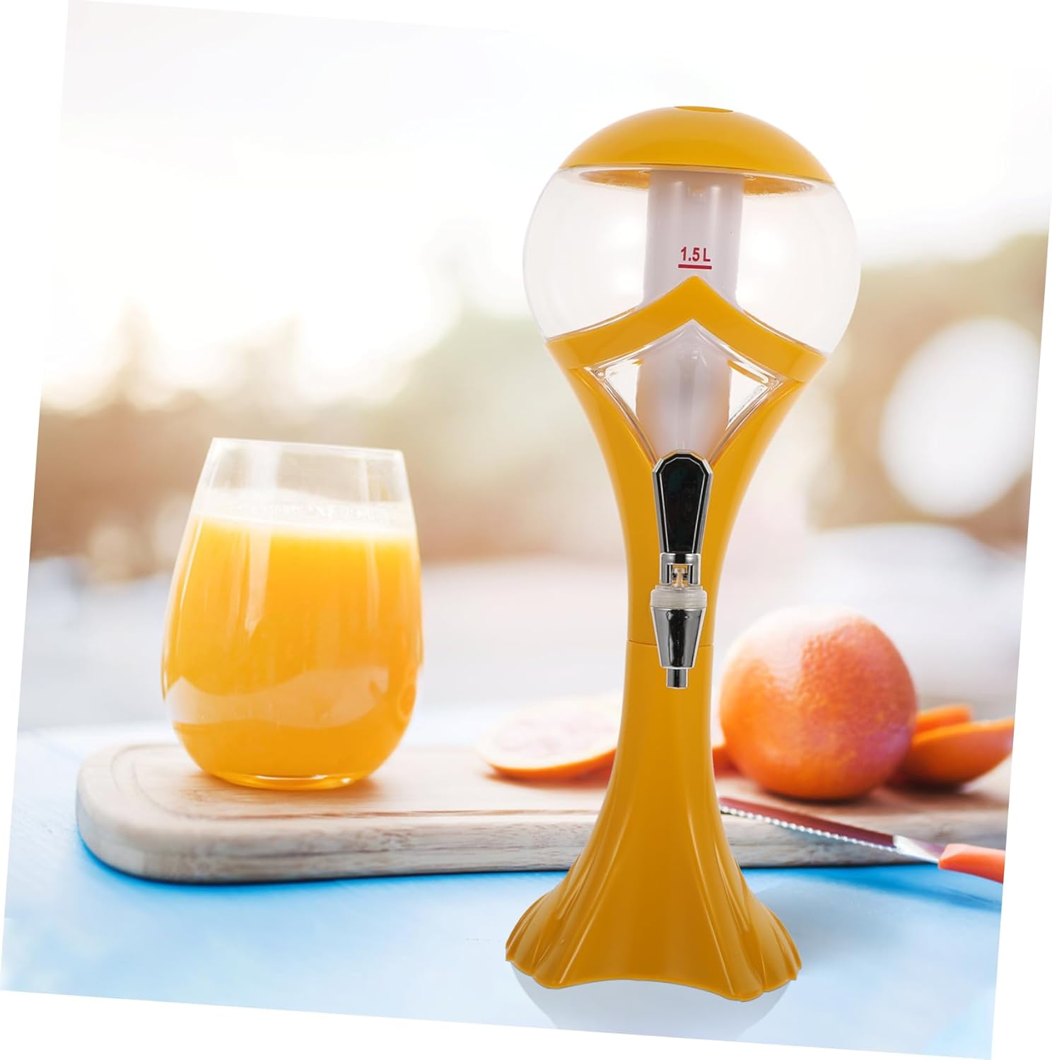 Mobestech 1pc Creative Faucet Beverage Dispenser Led Ice Column for Juice Beer and Cocktails Leakproof Drink Container for Parties and Events