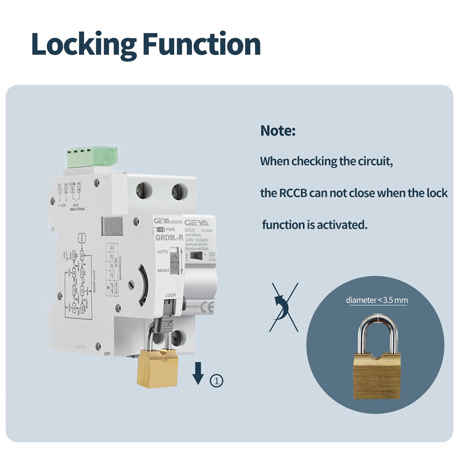 GEYA Richiusura automatica con dispositivo di richiusura automatica RCCB RCD ELCB di tipo A Interruttore di sicurezza(Richiusura AC220V+A Tipo RCCB 2P-40A-30mA)