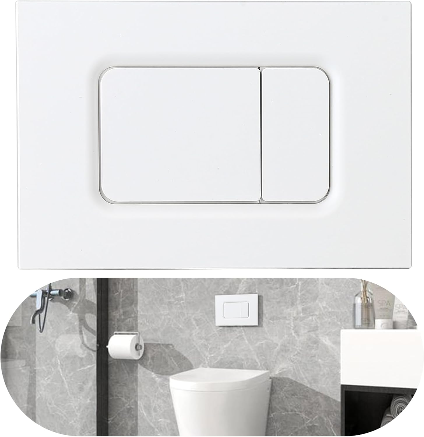 Dual Flush Rectangle Push Button Plate Compatible with TOTO YT920#WH Toilets and Bidets,Basic Square Push Plate Fits For Duofit In-Wall Tank Unit,White Matte