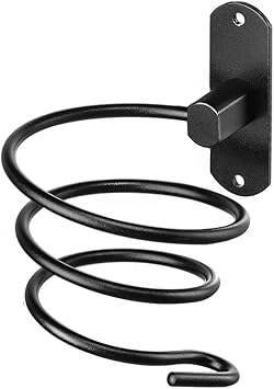 hicorfe Bathroom Hair Dryer Holder Hair Care Tools Holder Wall Mount (Black)