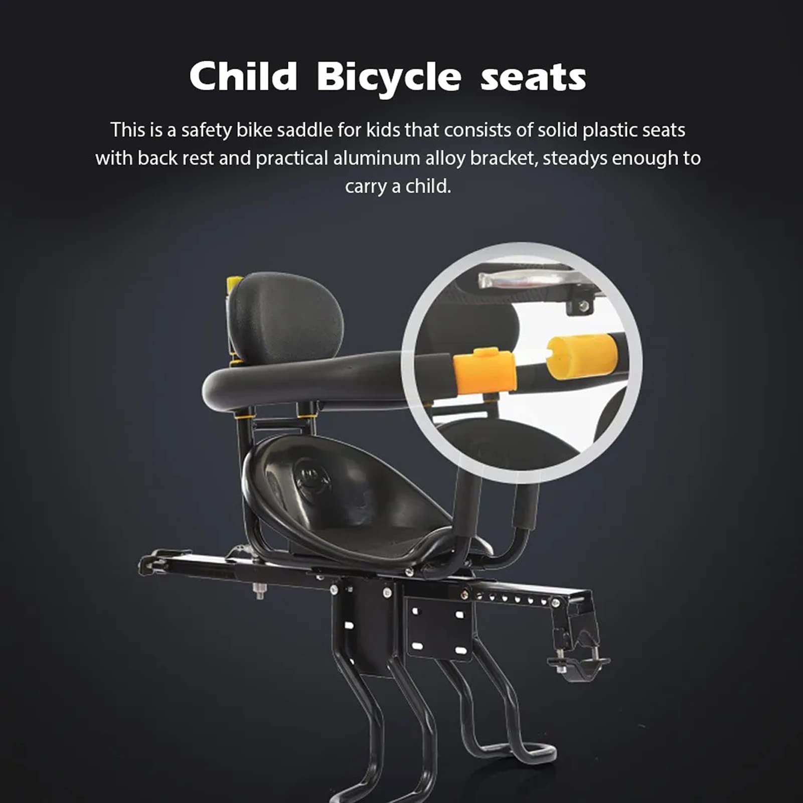 Siège de vélo pour enfant – Siège de vélo réglable pour enfants de 0,6 à 6 ans avec garde-corps de protection et pédale réglable, supporte jusqu'à 100 kg