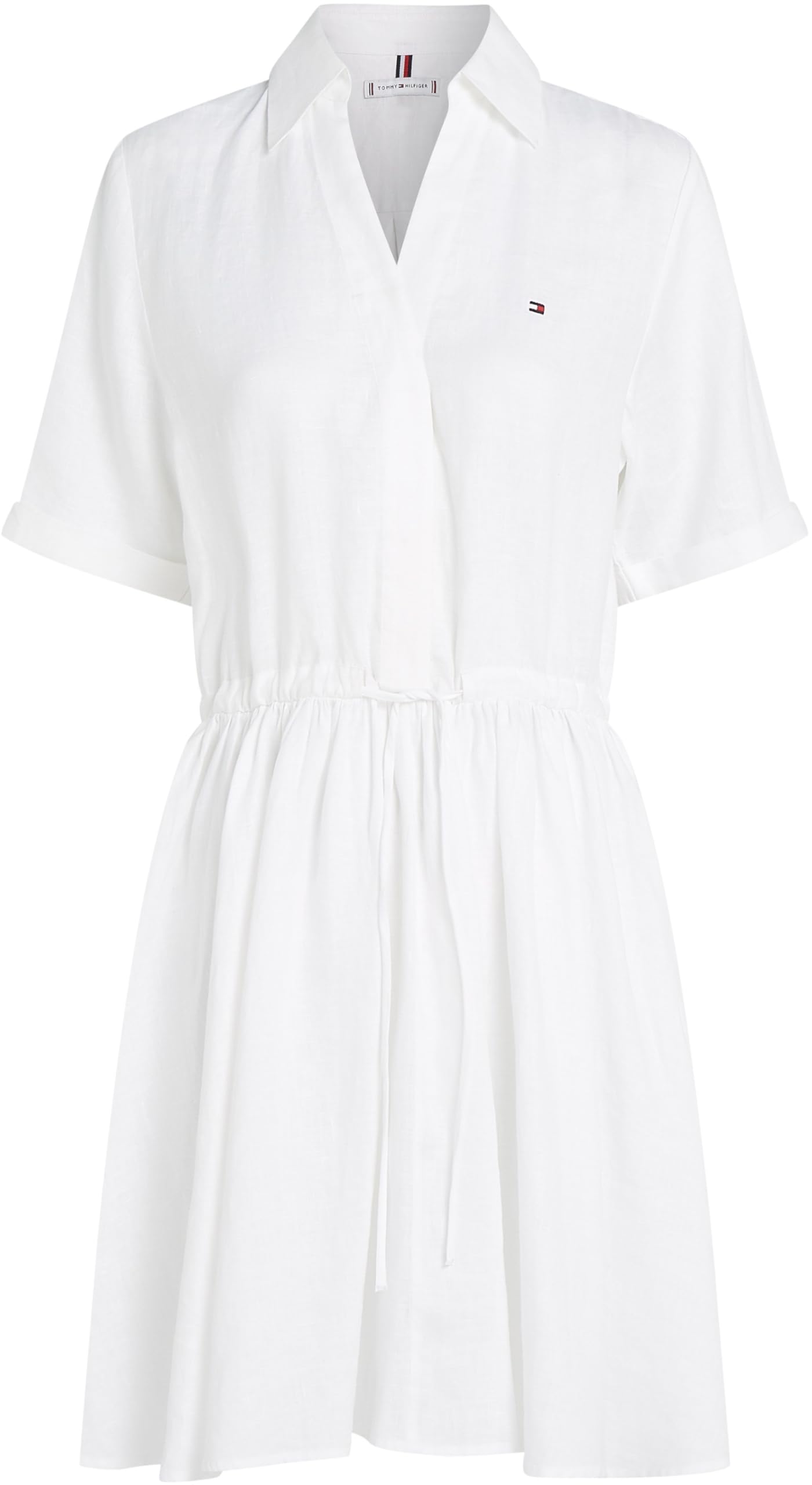 Tommy Hilfiger Damen Kleid Linen Short mit Taillengürtel