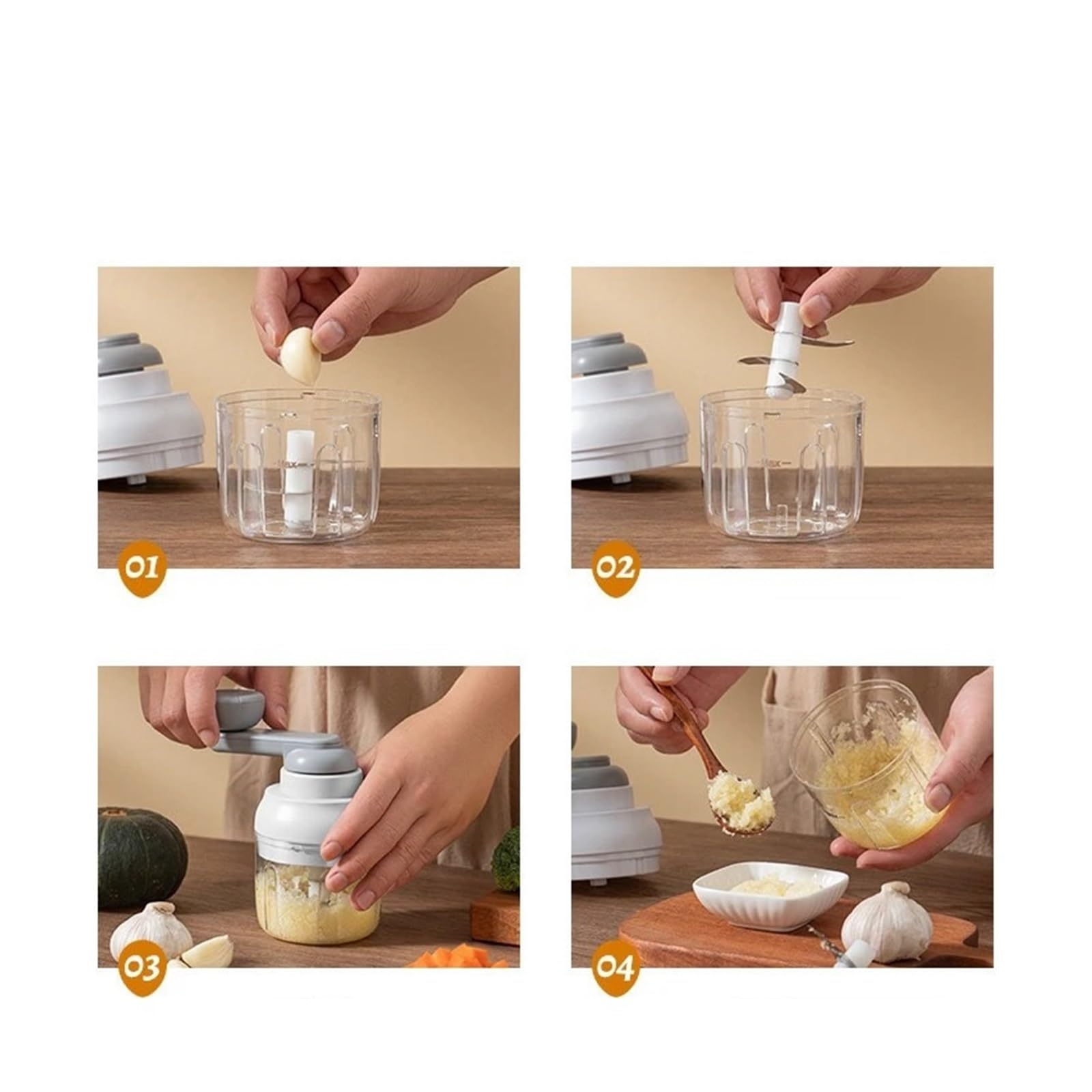 3 pezzi da 250 ml trita aglio manuale con pressa rotante, accessori for la lavorazione della cucina(Green)