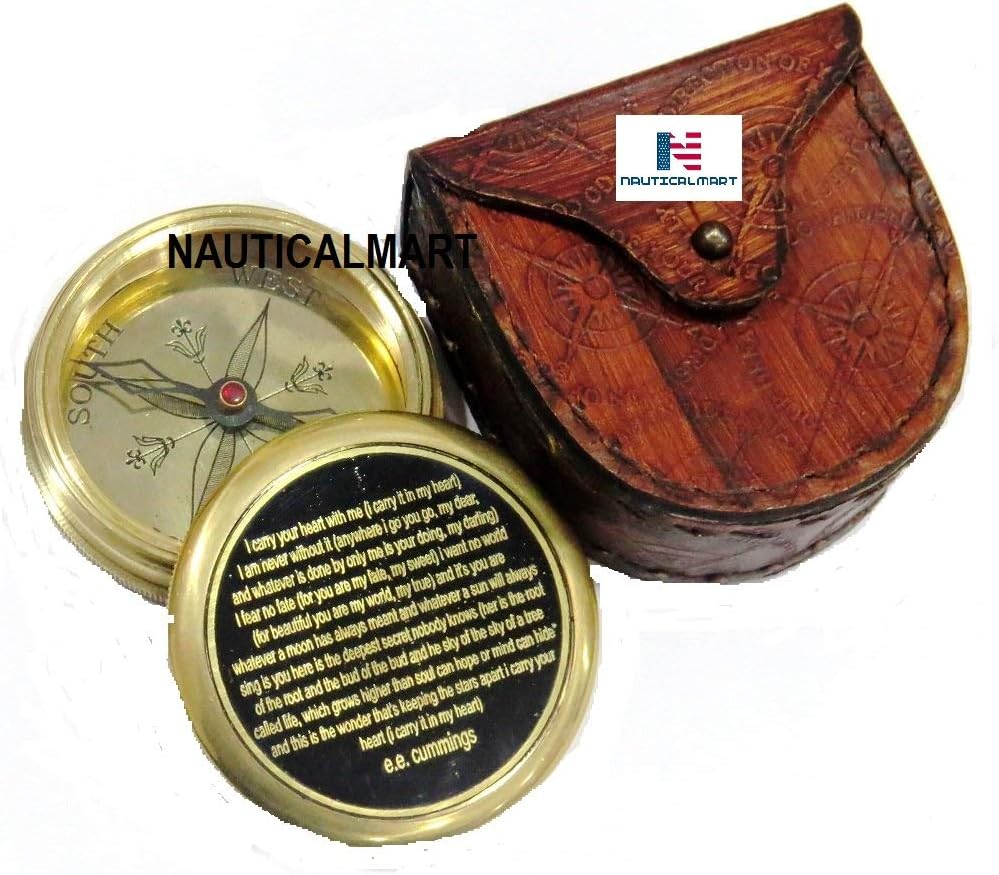 E.E. Cummings Engraved Compass - Perfect Valentines Day gfit - Anniversary -Wedding - Groomsmen - Love - Unusual Gift Item