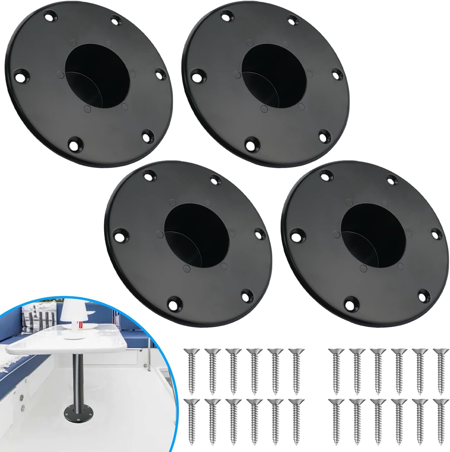 Durable Black Aluminum Table Base Mounts 4-Pack: Ideal for Garden Patios & Backyard Tables Review