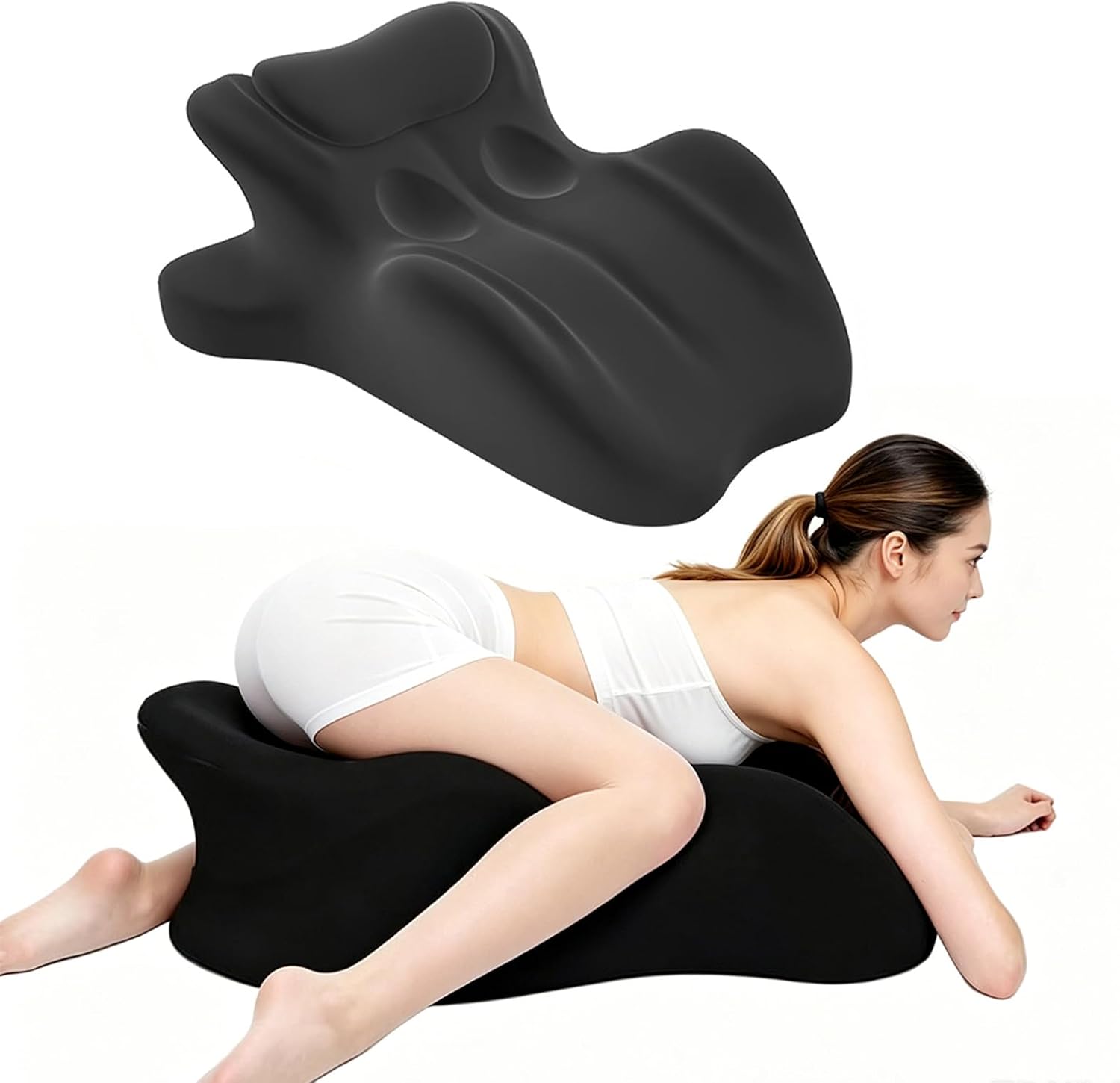 Memory Foam Wedge Pillow, Ergonomic Contoured Angled Support Pillow, 27° Prone Pillow for Back Neck Waist Leg Support, Multi-Functional Bed Position Pillow