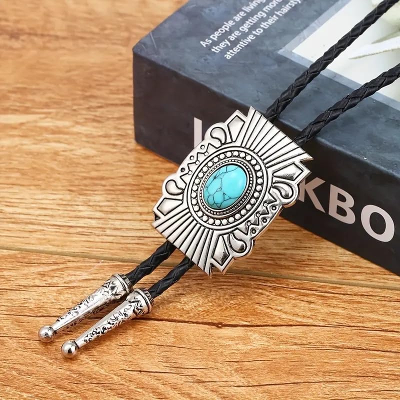 Image of HUABOLA CALYN Native American Bolo tie Rodeo Cowboy Leather Necktie Western Bolo ties for Men Women Necktie for Concert Fans