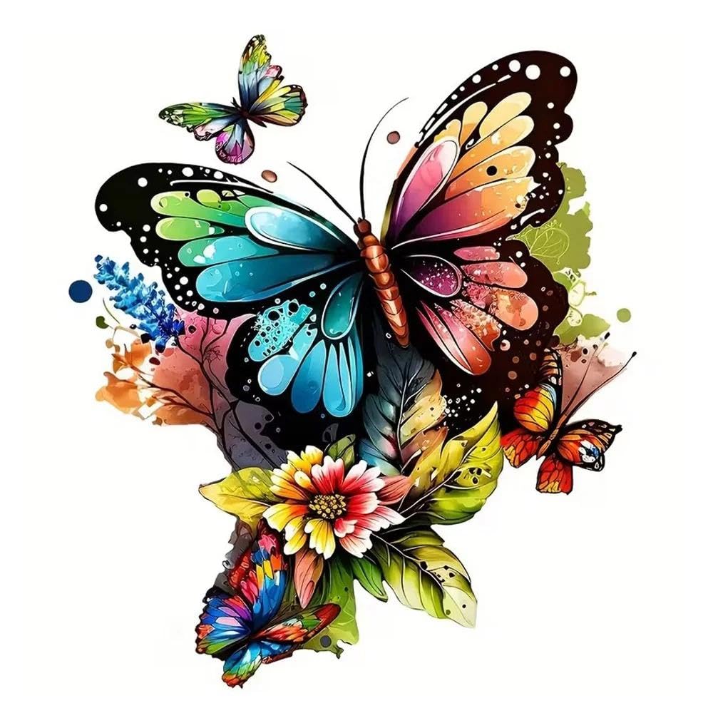 Watercolor Butterflies & Flowers Vinyl Sticker Self-Adhesive Waterproof Car Bumper Window Decal(10cm)