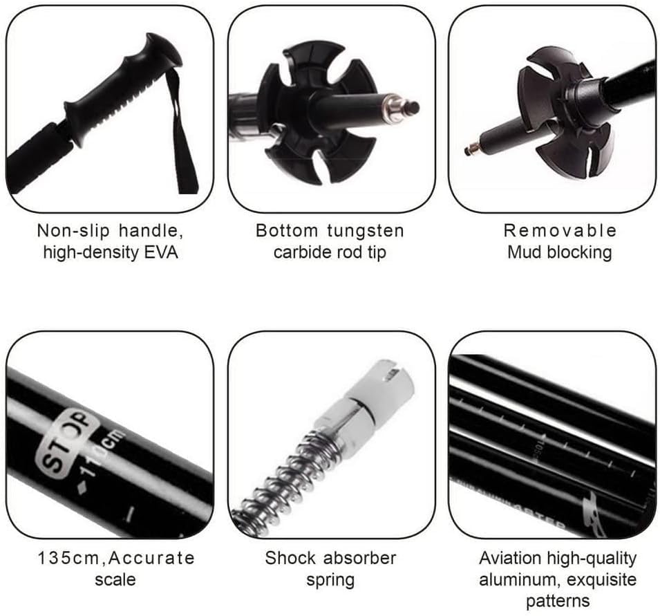 Bastoncini Trekking Telescopici In Alluminio - Leggeri (280g), Sistema Flip-Lock Rapido, Con Accessori Per Fango E Neve