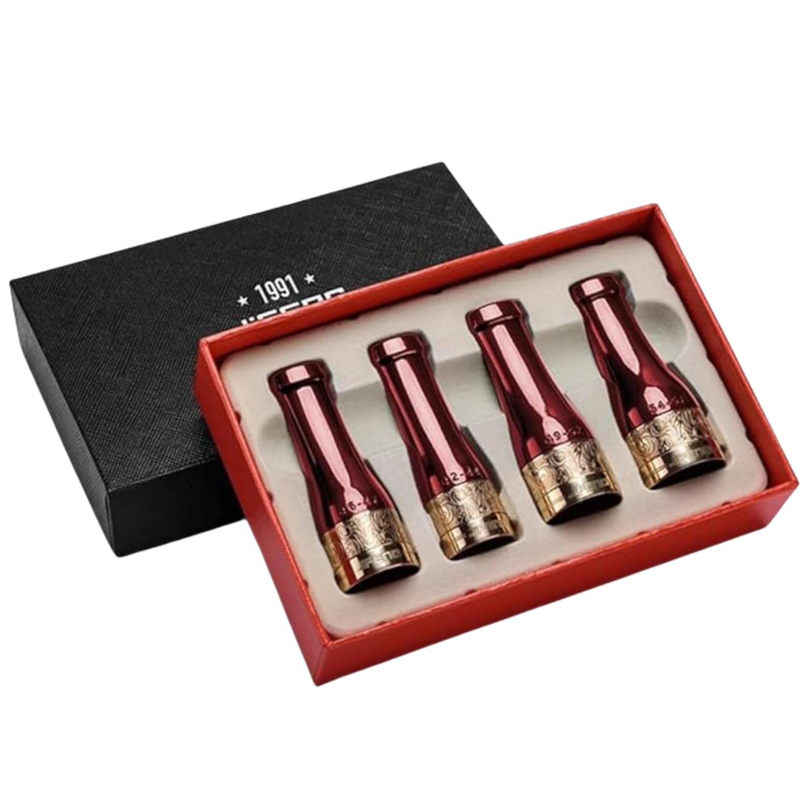 NIKILOONG 4 Size Cigar Mouthpiece Set Cigar Holder for Men and Women (Red)
