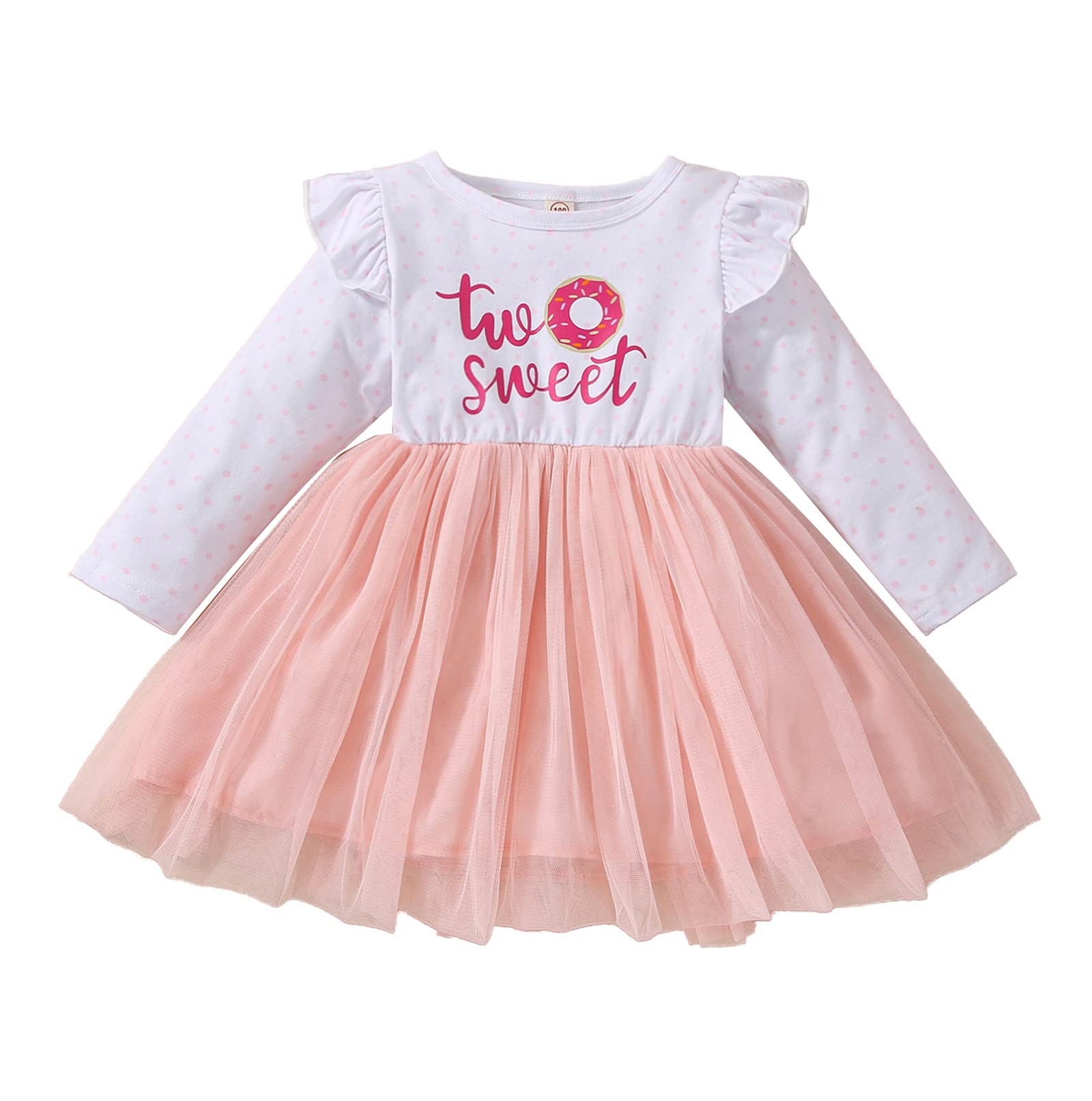 Newborn Baby Girls Pink Striped Tutu Dress First Birthday Skirt Outfits Casual Donut Print Girls Clothes Headband 2Pcs Set