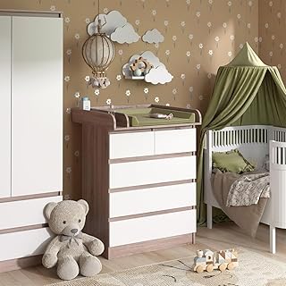 Vicco Cambiador Emma, Sonoma/Blanco, 80 x 110.2 cm con 5 cajones