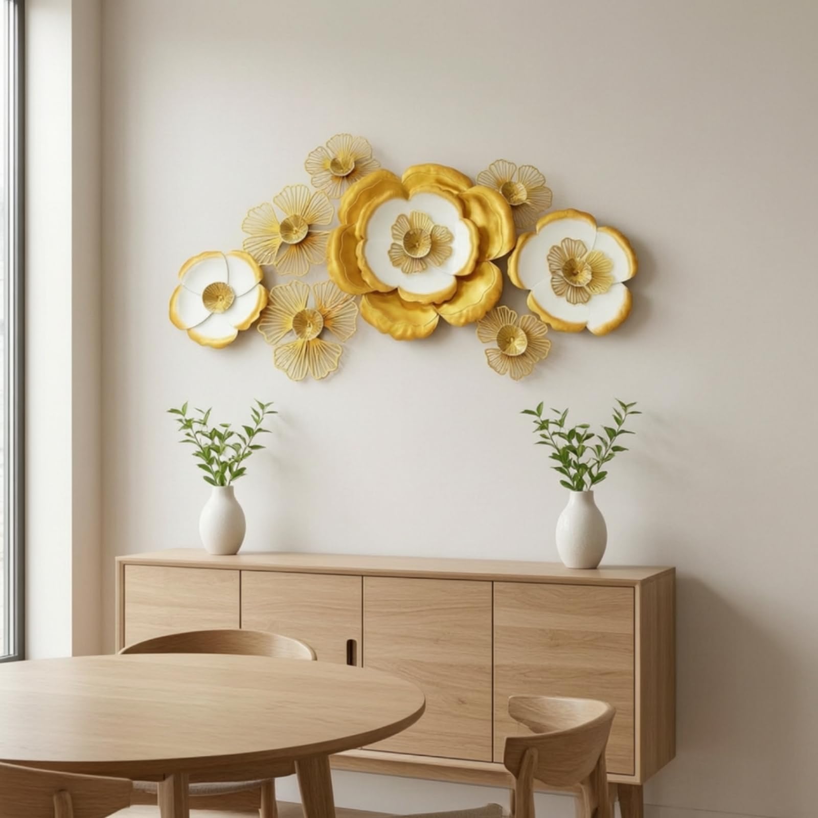 FytStycale Fiori in Metallo da Parete Elegante Decorazione da Parete con Fiori Eleganti Decorazioni Murali per Ingresso