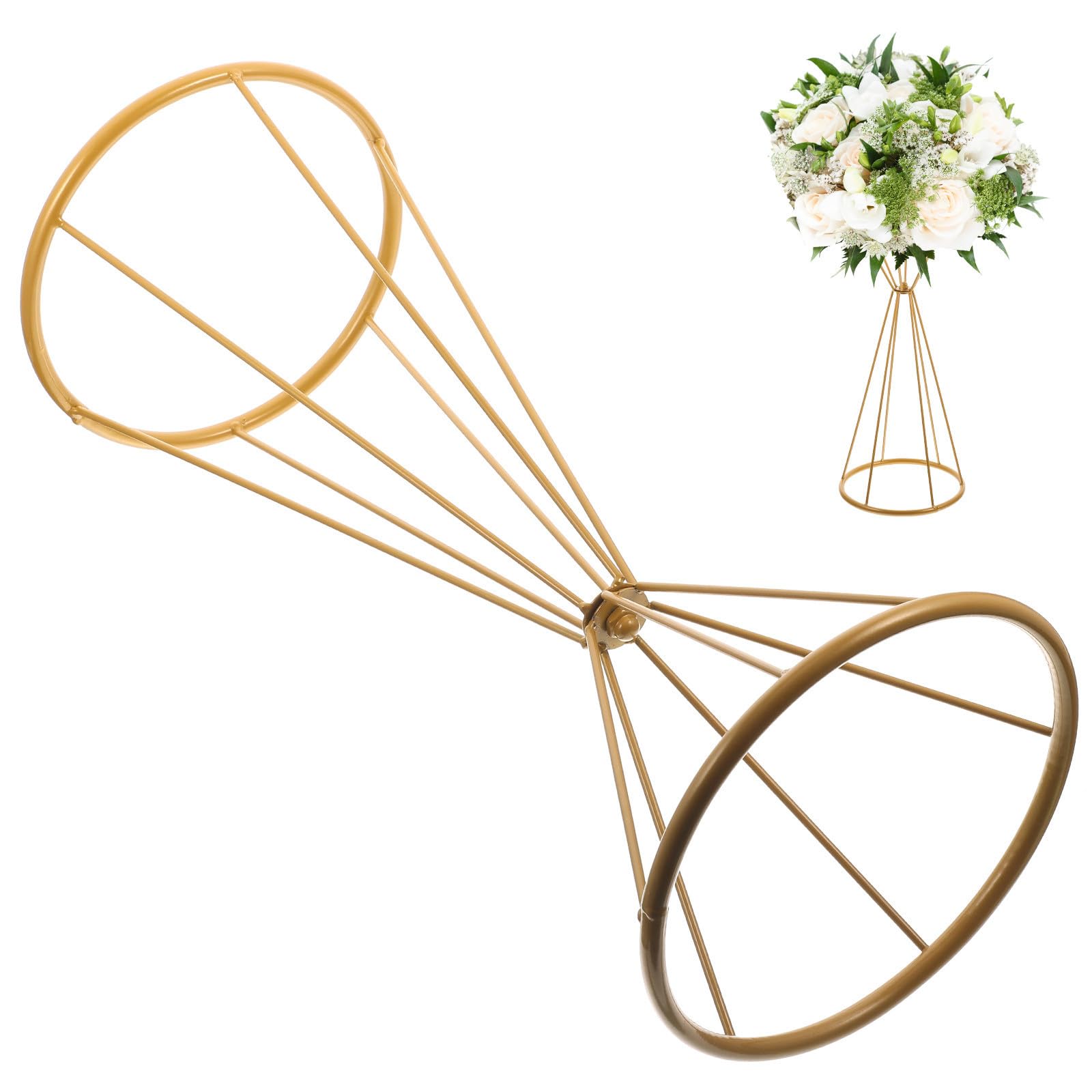 Jarrón de flores de metal dorado resistente soporte para arreglos florales hogar