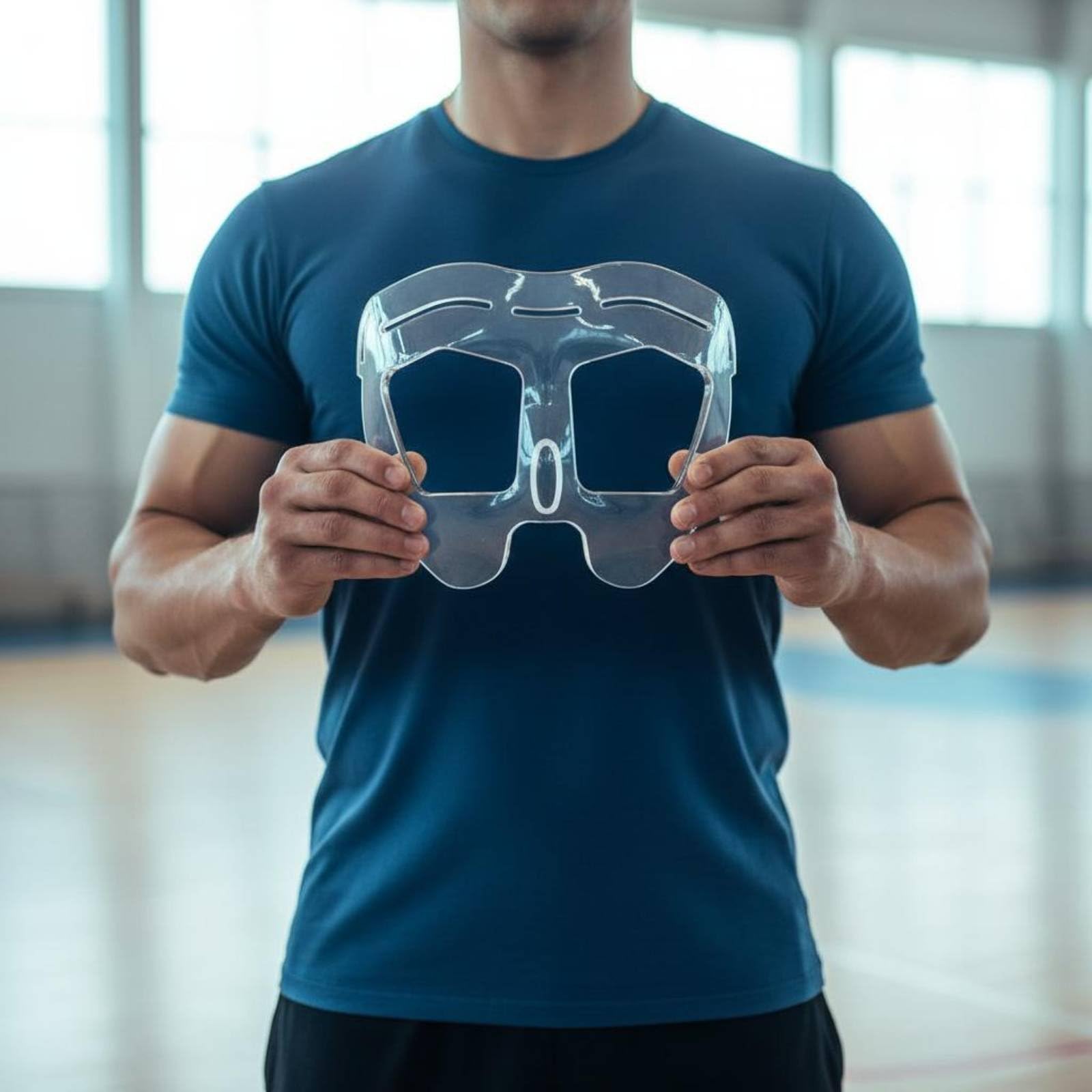 Protector Nasal Deportivo Ergonómico Protector Facial Anticolisión Transpirable Nasal Transparente para Fútbol