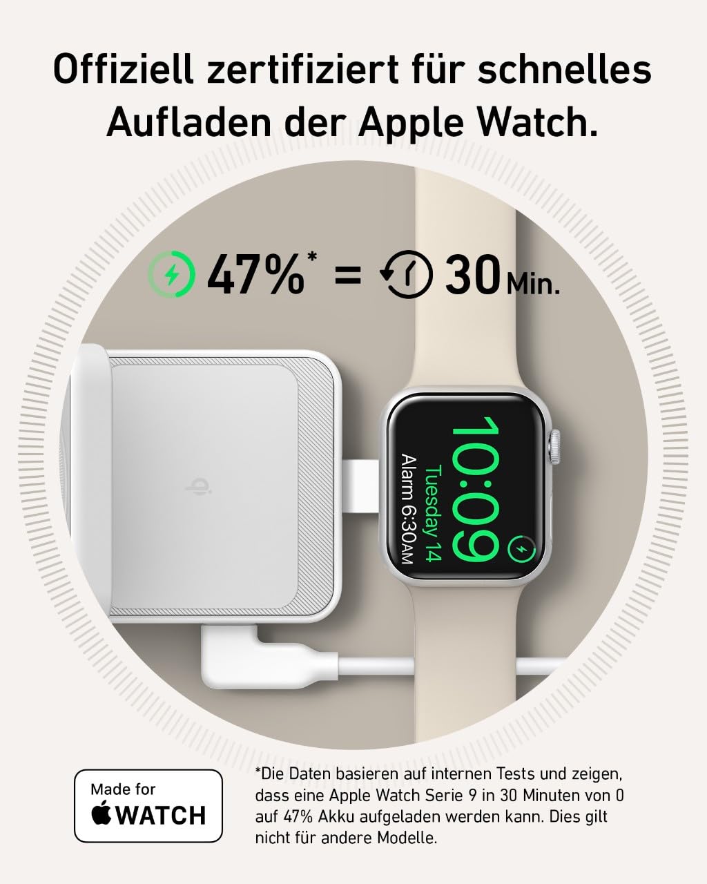 Anker MagGo 3-in-1 Ladestation, Qi2 zertifizierter 15W kabelloser Ladeständer, MagSafe kompatibel, Apple Watch Ladegerät, Für iPhone 17/16/15/14, AirPods, Apple Watch 9 (Mit 40W USB-C Netzteil)