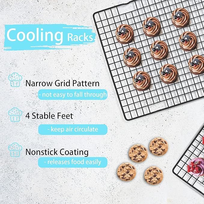 Multi-Purpose Large Iron Grilling Rack (16.02"L x 10.03"W x1.18"H), Rust-Resistant, Ideal for Cookie Cooling & Oven Grilling, Oven-Safe, Easy to Clean for Daily Baking