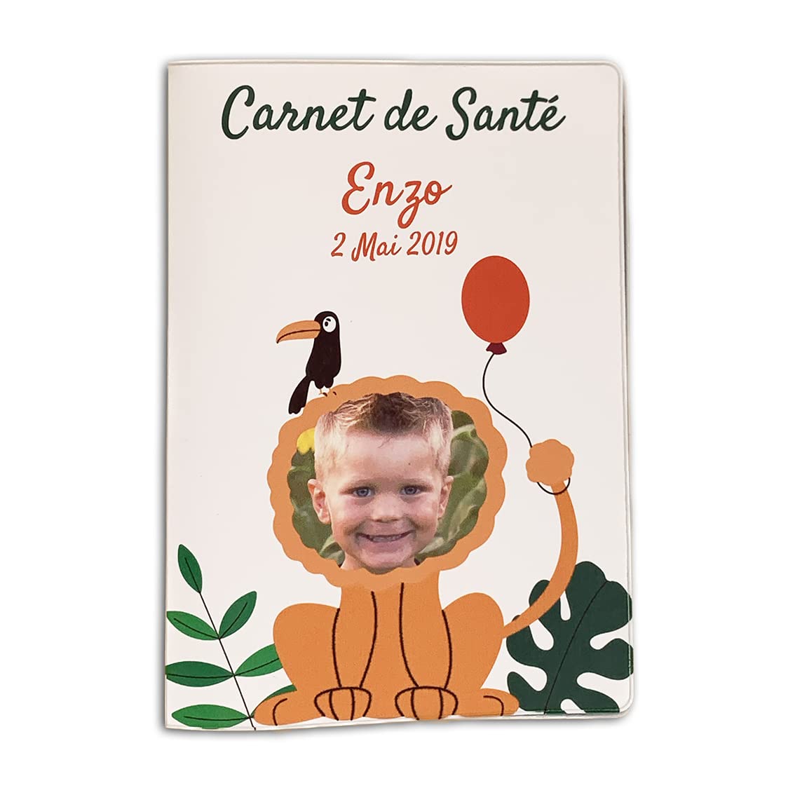 Nemau - Protège Carnet de Santé Personnalisé - Texte et Photo Personnalisables – Fabriqué en France - Étui Carnet Bébé Enfant Fille ou Garçon - Idée Cadeau Naissance - Modèle Petit Lion