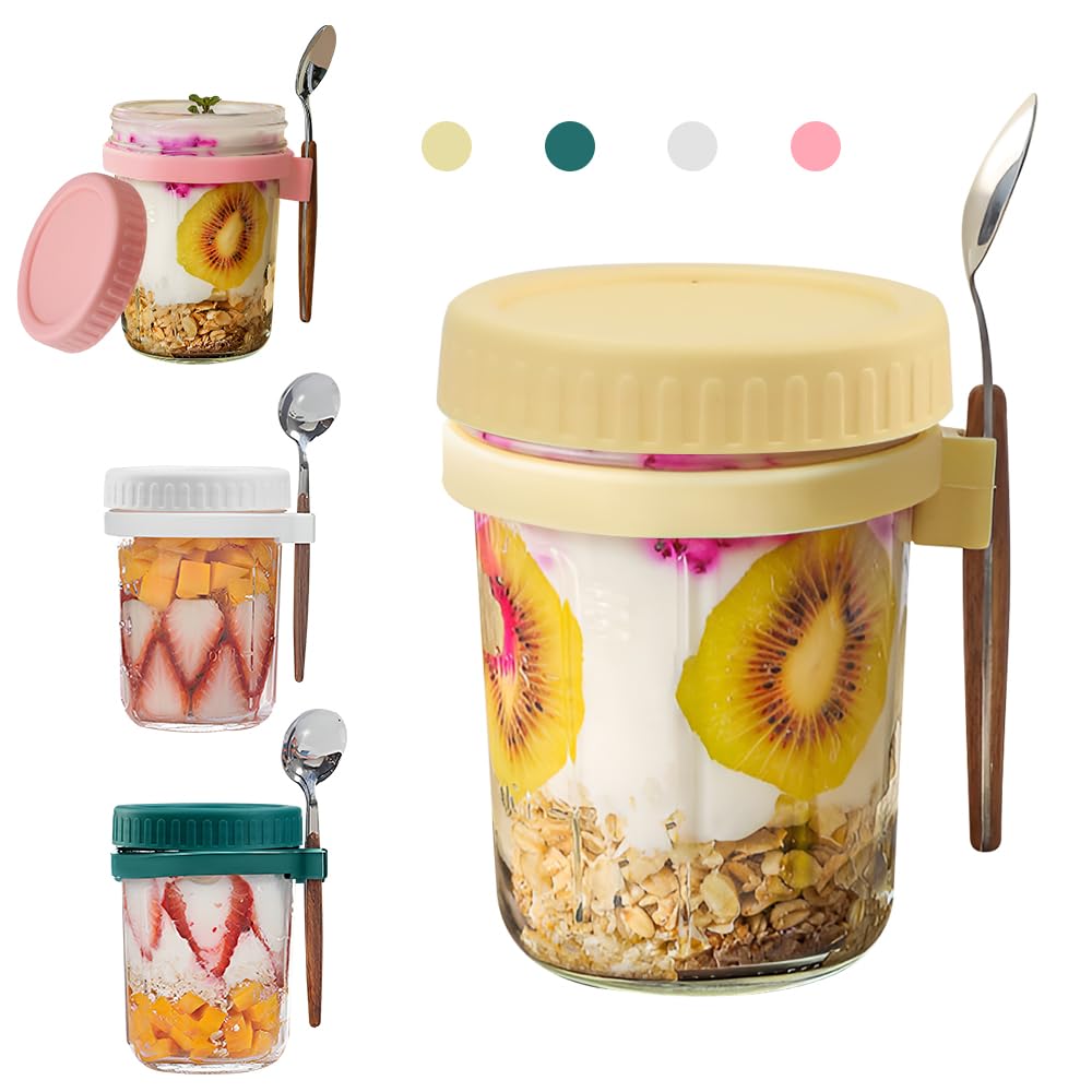 Versatile 4-Pack Airtight Overnight Oats Mason Jars with Measurement Marks