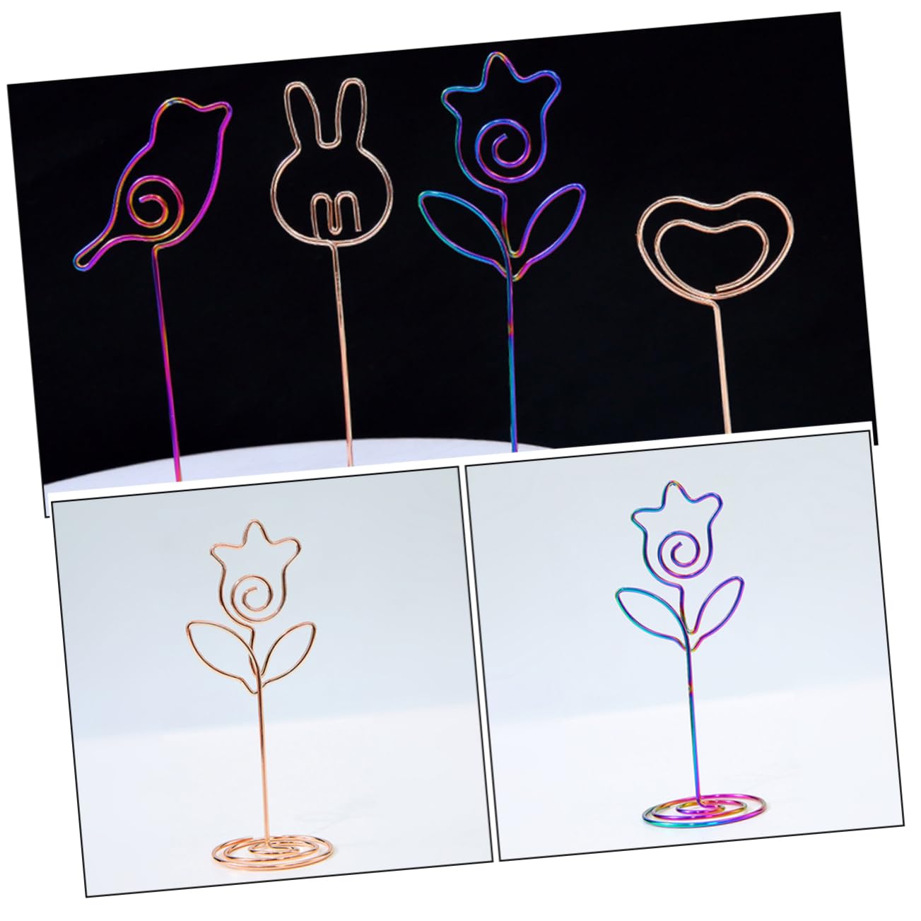 NUOBESTY 6pcs Tulip-Shaped Table Number Holders Decorative Photo Clip Stands for Weddings Parties and Home Unique Memo Clips for Photos and Notes