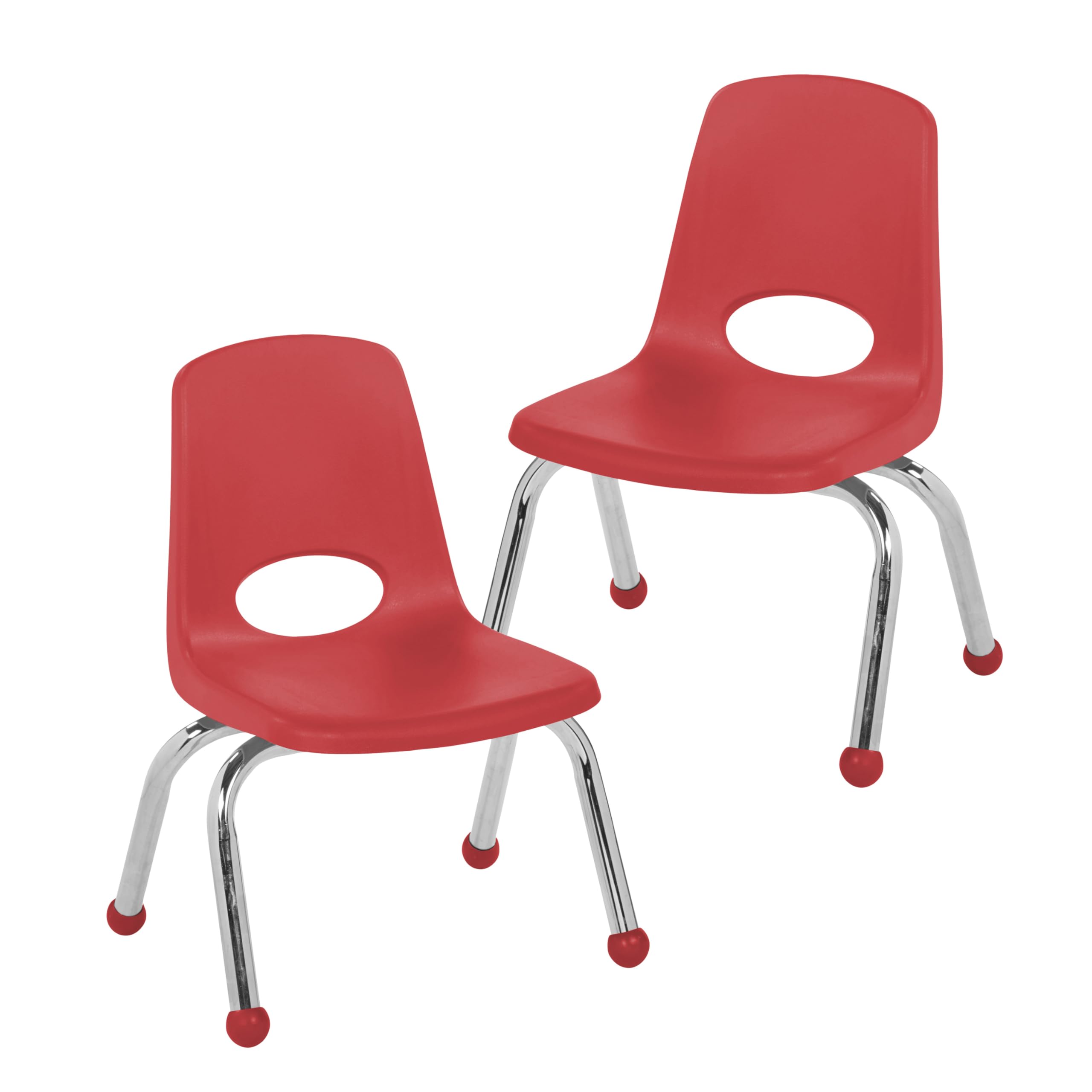 FDP 8" School Stack Chair with Ball Glides, Red, 2-Pack, 15407-RD