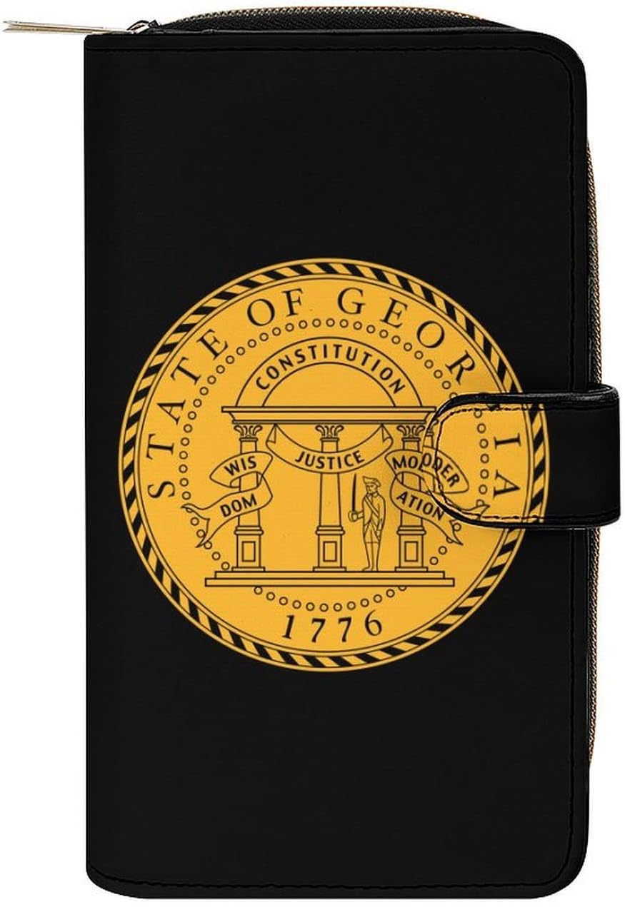 Seal of Georgia Womens Wallet for Men Slim Purse Clutch Handbag with Card Holder