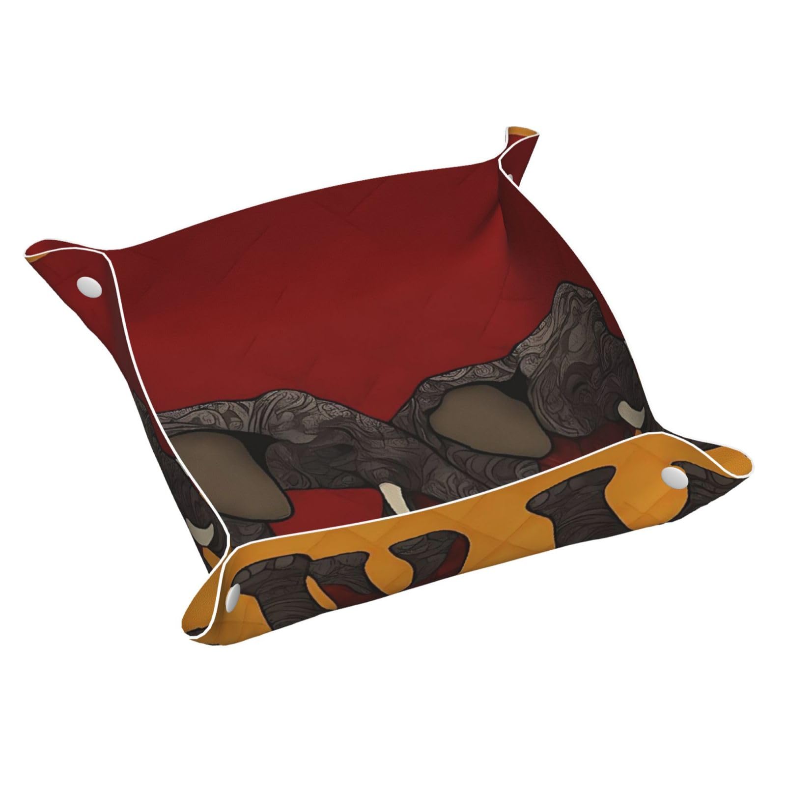 HLBSDM Retro African Elephant Tray Men's Leather Valet Parking Portable Entrance Trays Bedside Storage Box