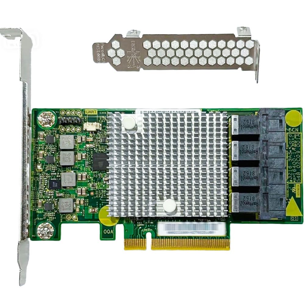 Carte SAS HBA Compatible LSI 9305-16i IT Mode, Carte d’Extension PCIe SATA 16 Ports 12Gbps PCIe 3.0 x8, 4× SFF-8643 internes pour NAS ZFS TrueNAS unRAID