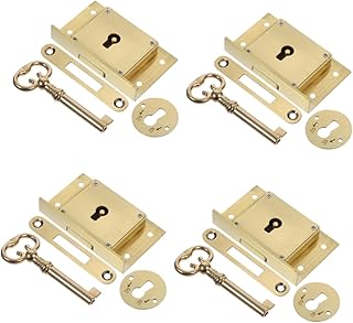 LIFKOME 4 Conjuntos De Fechadura De Porta De Armário De Caixa De Madeira Decorativa Fechadura De Porta De Casa Vintage Fechadura De Gaveta Decorativa Fechadura De Gaveta Quadrada