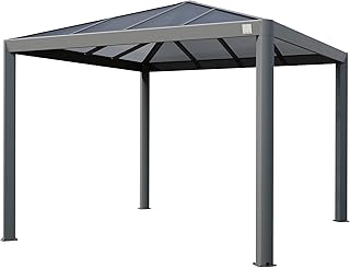 PRIMEYARD Gartenpavillon 3x3 m mit Polycarbonatdach - Hardtop Pavillon ohne Seitenteile