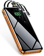 [35,000 mAh High Capacity; 2024 New] Mobile Battery, Large Capacity, Rapid Charging, Built-in 4 Cables, Battery, Smartphone Charger, Mobile Charger, Lightweight, 4 Devices Simultaneously Charging, Up