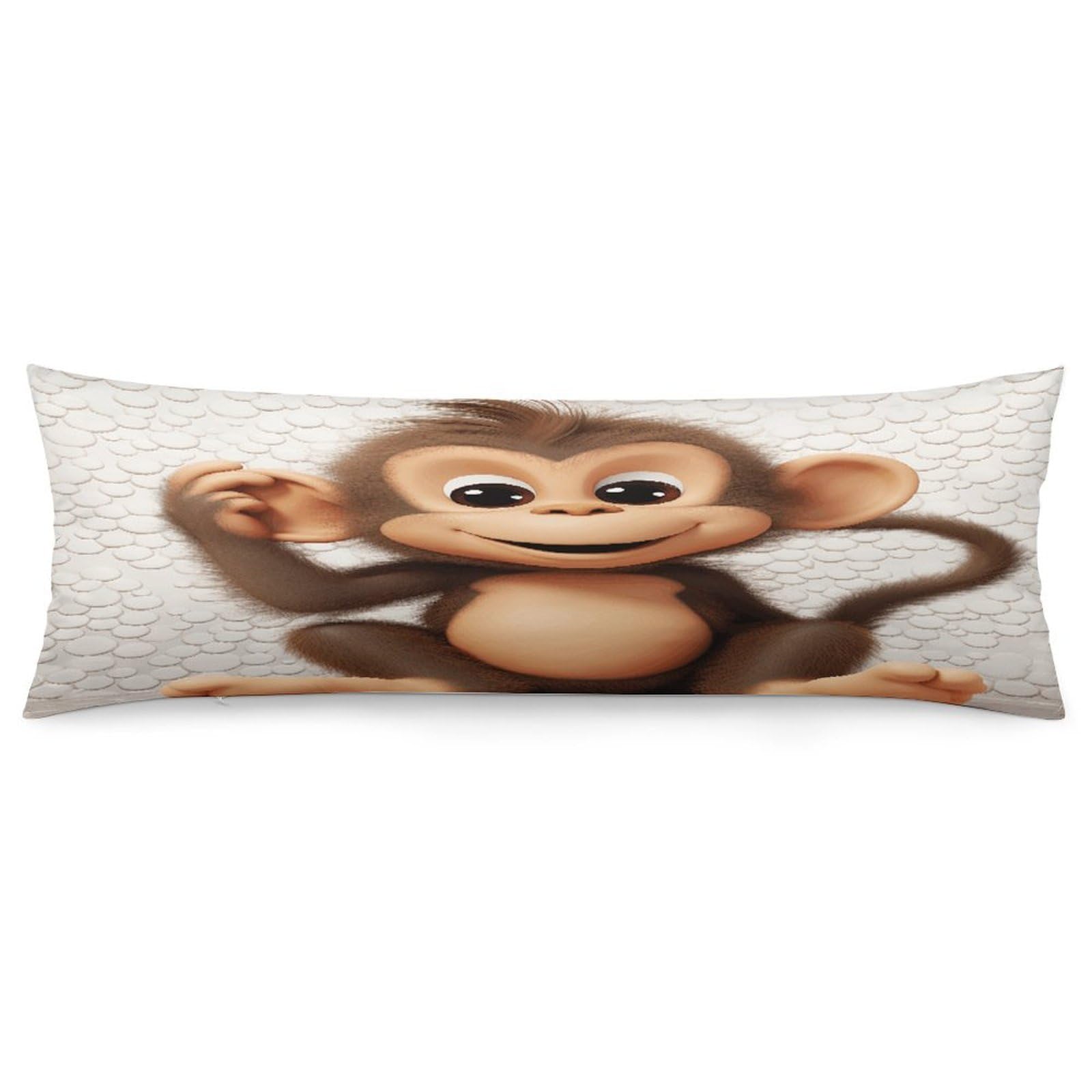 Body Pillow Pillowcase 19x53 Inch Cute Monkey Print Body Pillow Cover with Hide Zipper Super Soft Cozy Long Pillow Case Rectangle Long Body Lumbar Cushion Case for Bedroom