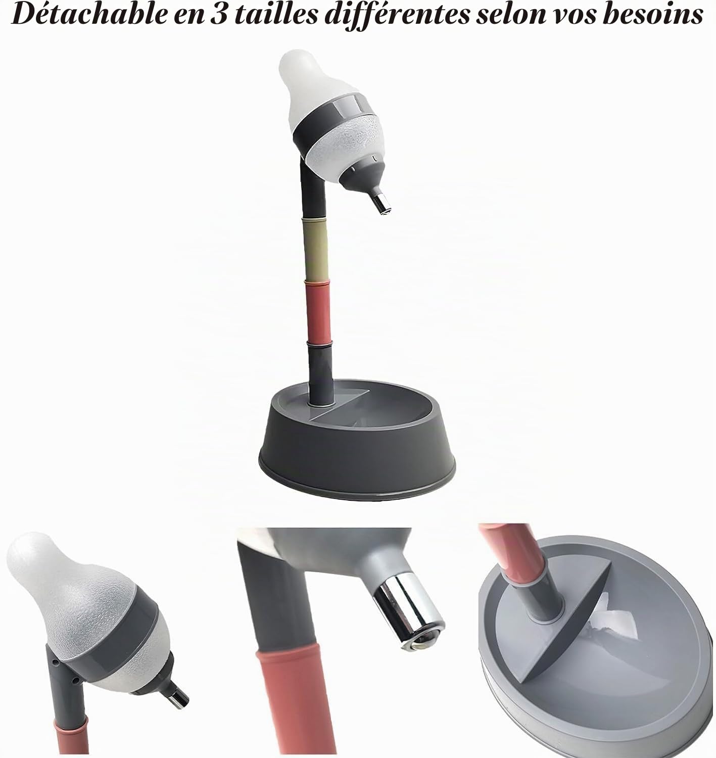 Distributeur Biberon d Eau pour Chien, Distributeur d'eau Debout pour Animal, Distributeur Auto De Bouteilles d'eau pour Chiens à Hauteur Réglable, pour Animaux De Compagnie(Gris foncé)