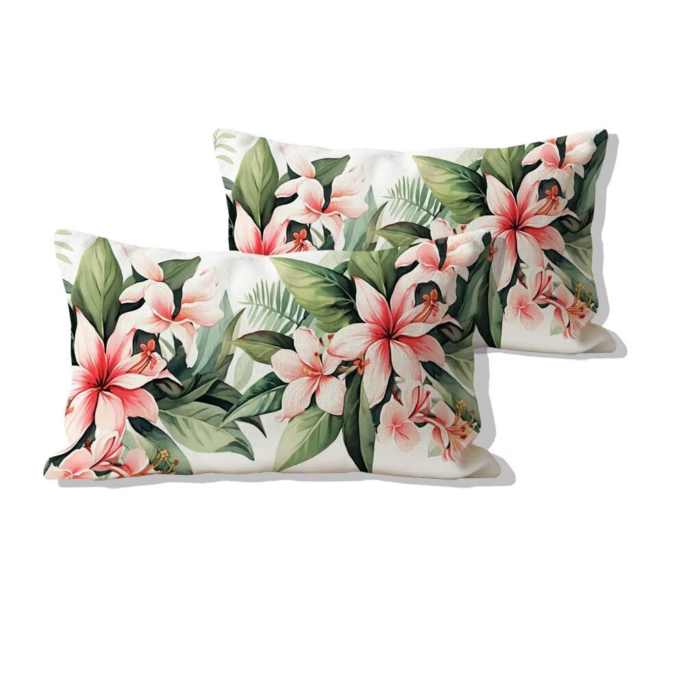 Housse de coussin extérieure imperméable 50x70 fleur blanc