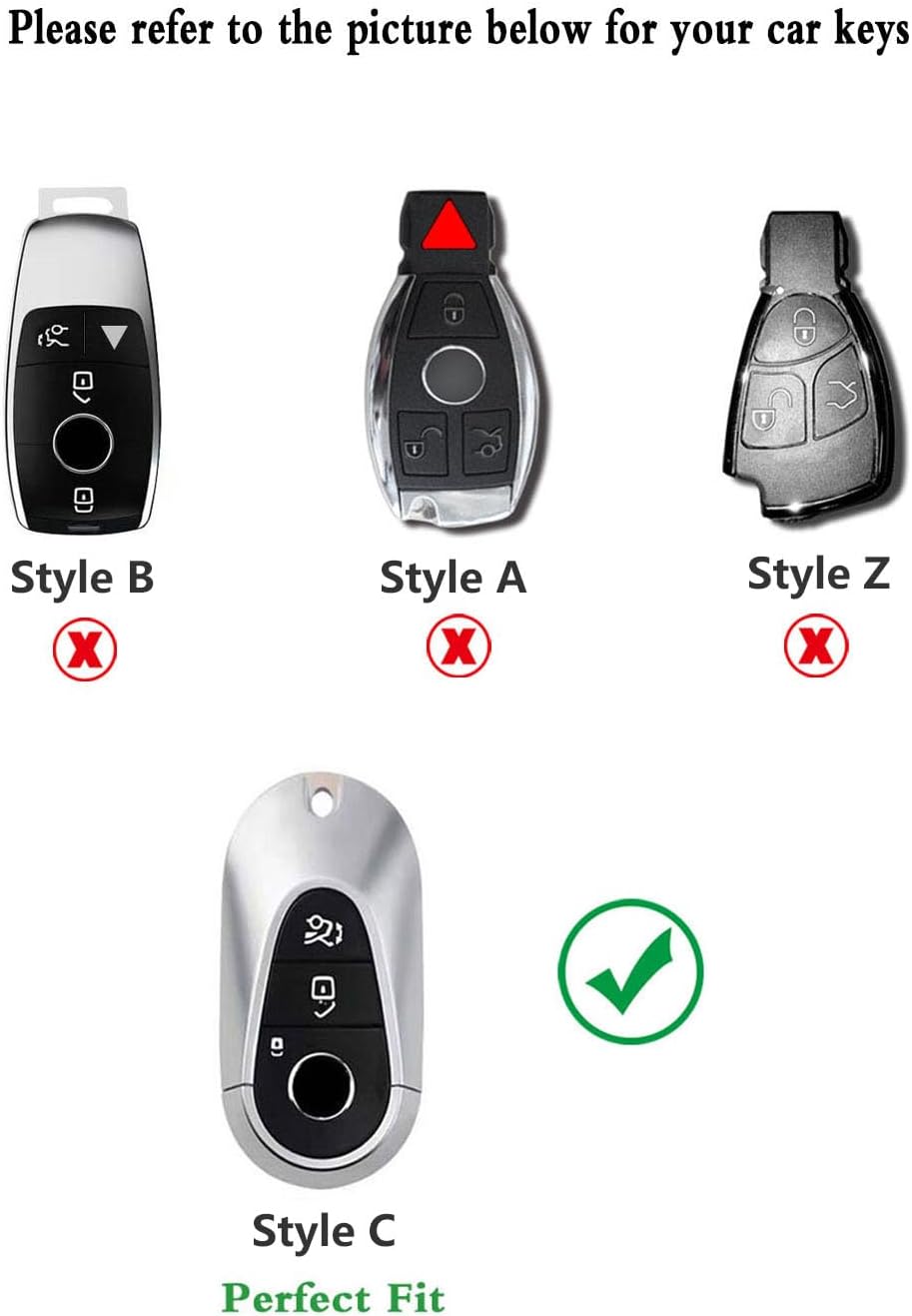 Key Fob Cover for Mercedes Benz 2020-2024 Benz S-Class G-Class E-Class EQE EQS Maybach Key case Smart Button Keys Case Protector Suede (Black, Style C)