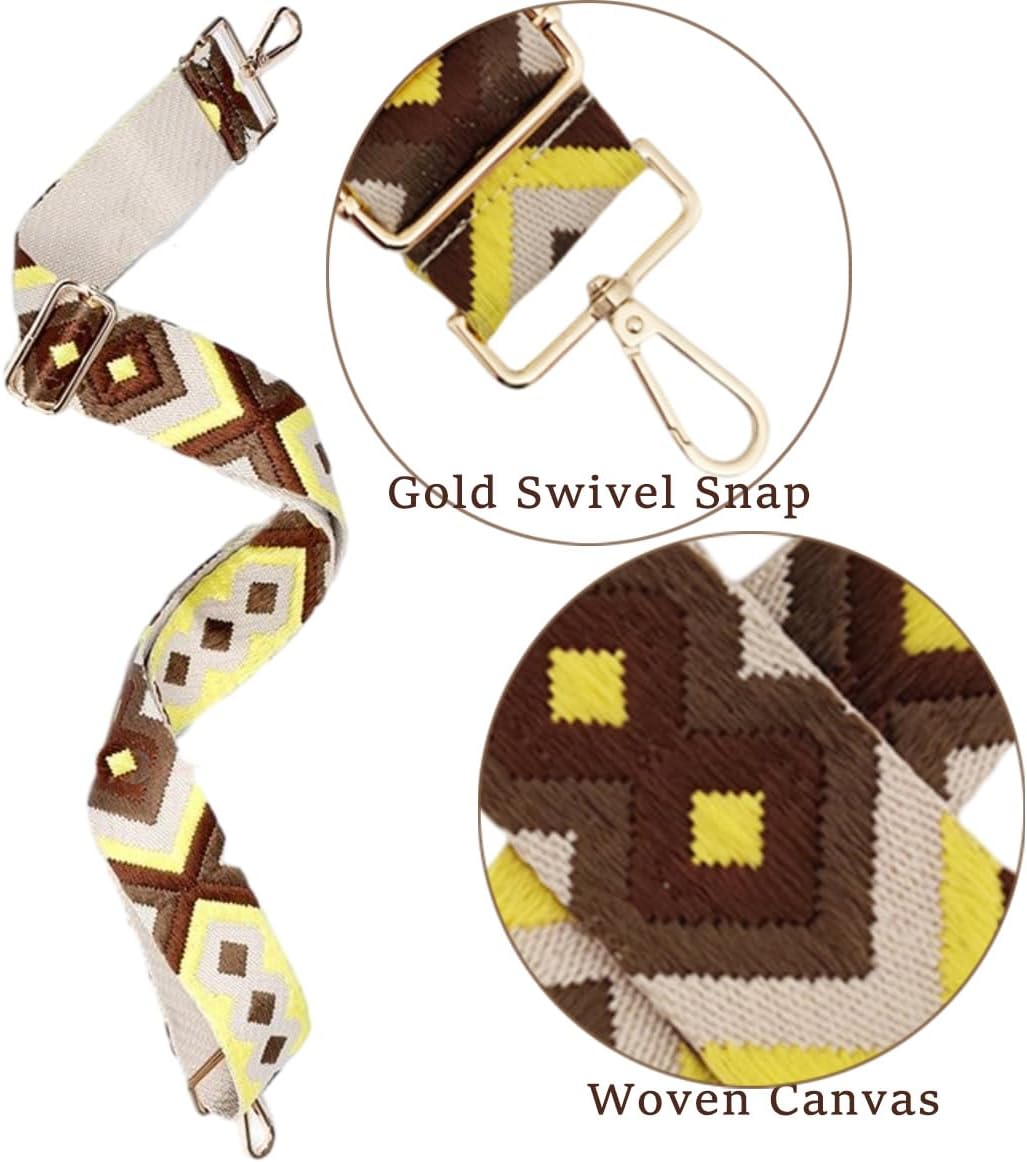 Argyle Pattern Adjustable Bag Strap Replacement 2inch Wide Jacquard Belt for Purse Shoulder Guitar Camera Luggage Bags (Coffee Green Burgundy) - Image 3