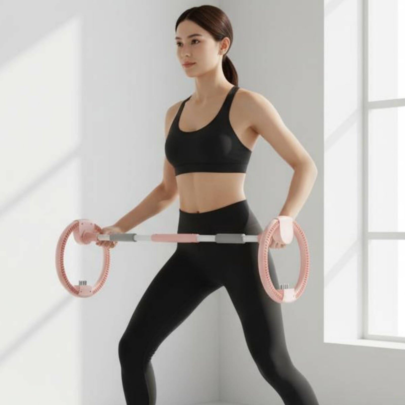 Fitness Hoop Trainingsreifen Bauch Beine Po Workout Reifen Sportgerät mit Gewichtssystem Einsatzblöcken Stabilität durch Stahlkern Ruhiger Lauf
