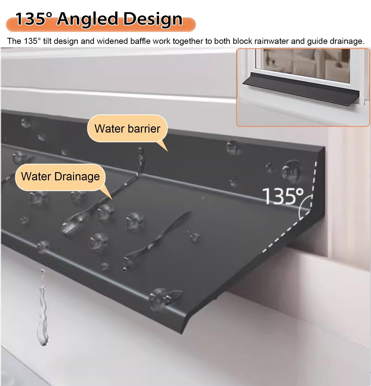 Protector contra Goteo de Lluvia, Tira de Goma para Suelo de Garaje - 5 cm de Ancho, sellador de Bordes de Puertas y burletes para Ventanas, Deflector de Agua de 2 m para protección contra l