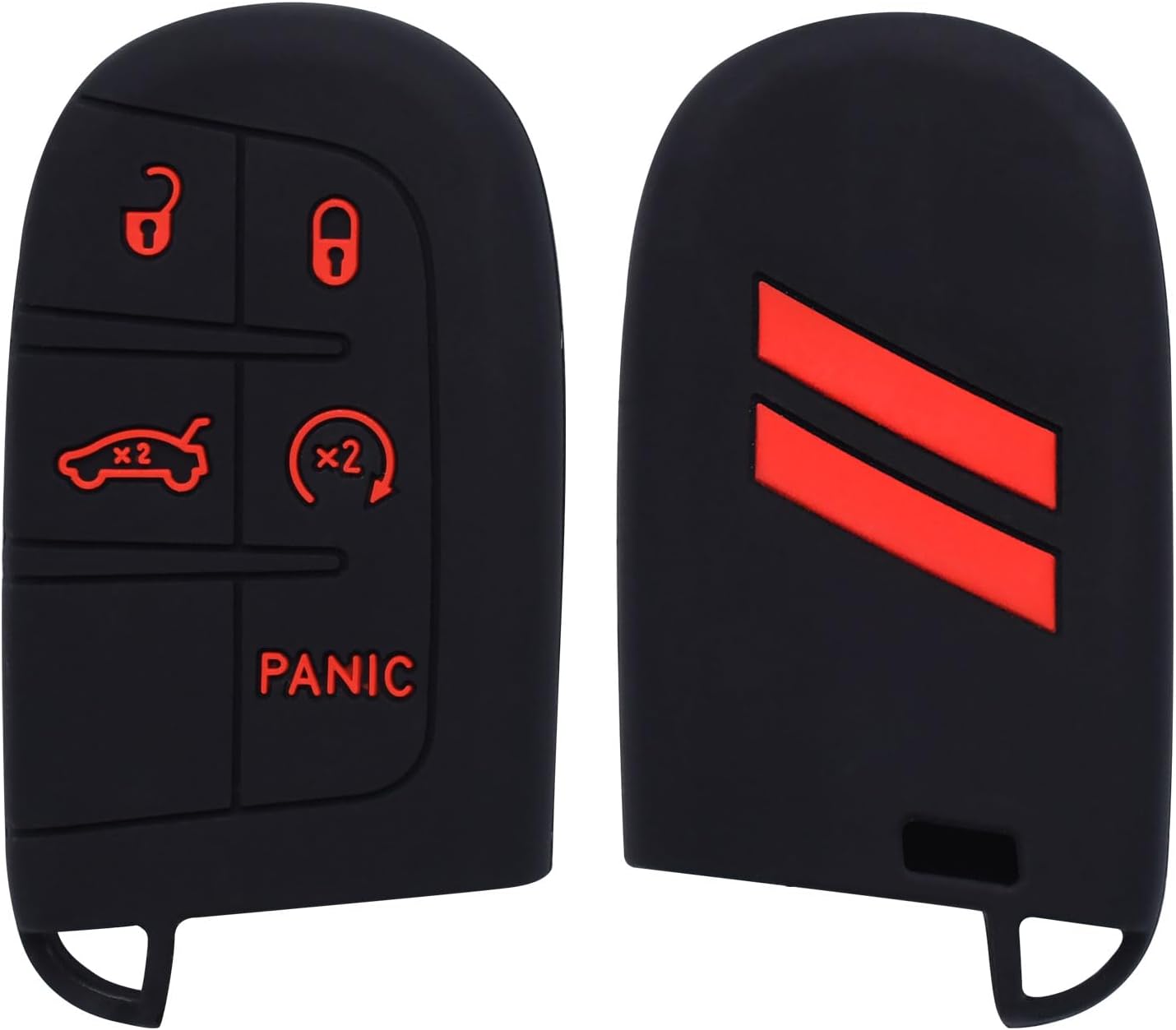 GZSH Key Fob Cover for Dodge Accessories 5 Button Key Fob Case Silicone Key Fob Cover Replacement Remote Control Key Fob Shell Fit for Dodge Challenger Charger Dart Durango Journey |Bright Red Design|