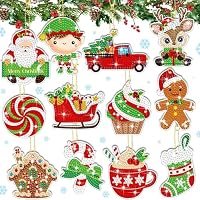 12 SET DI Portachiavi Di Babbo Natale Pittura Con Diamanti Con Ciondolo