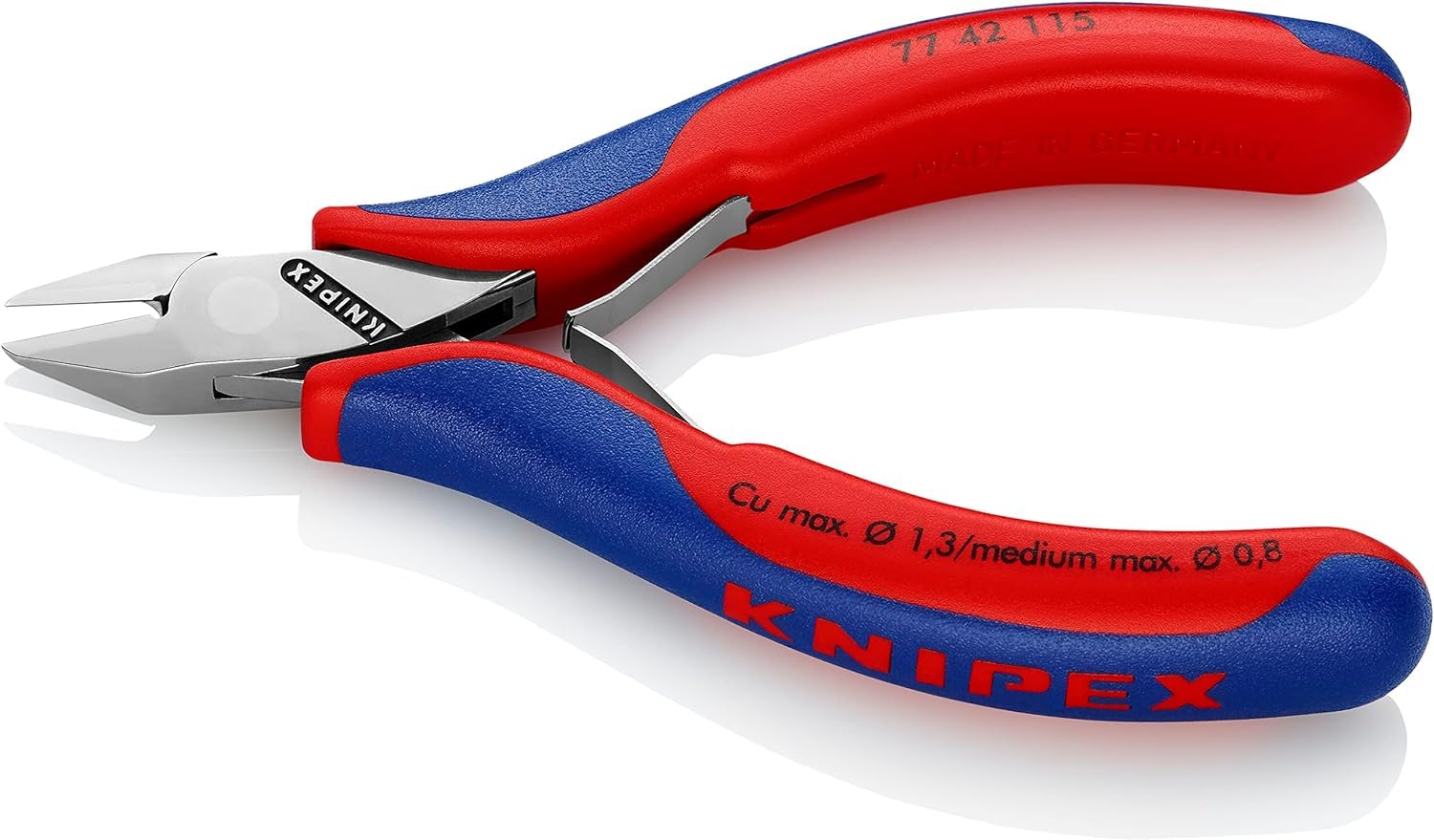 KNIPEX Szczypce tnące boczne dla elektroników ze złączem wsuwkowym z osłonkami wielokomponentowymi 115 mm, 77 42 115