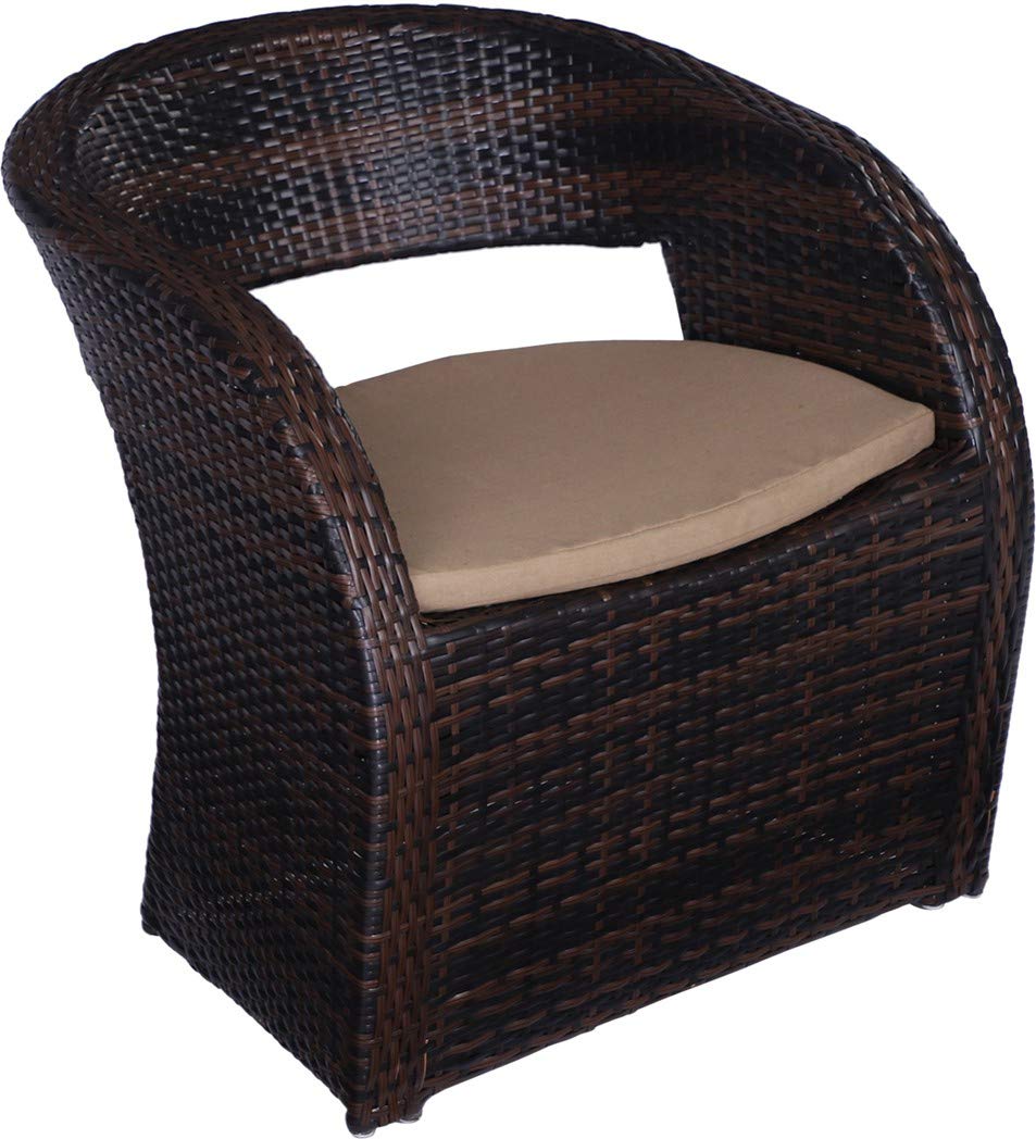 space panda ZED Wicker and MS Frame Chair for Outdoor, Garden, Patio, Balcony, Lawn, Porch (Mocha Brown)-image-14