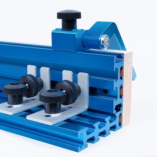 Miniatura 10 de POWERTEC 71489V Valla de aluminio multi T-Track con medición láser de izquierda a derecha, 3 pulgadas de alto x 24 pulgadas de largo multi pista